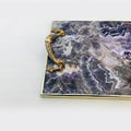 Amethyst Agate Serving Tray With Brass Handles